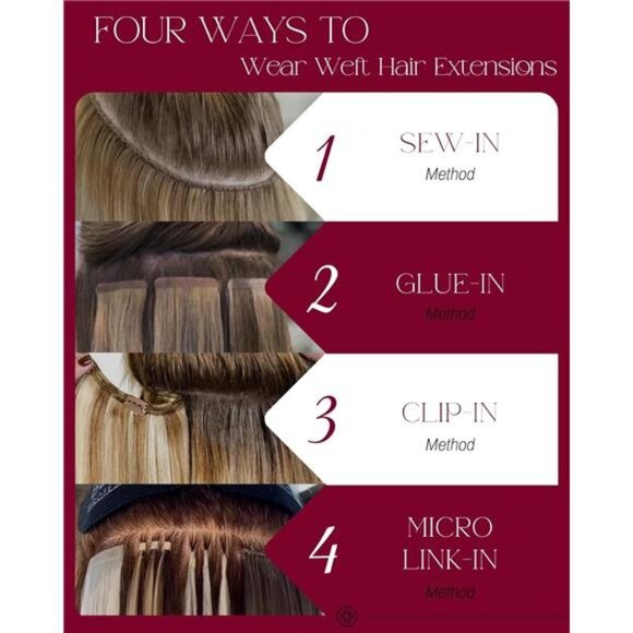 Sew in Hair Extensions Real Human Hair Blonde Highlights Remy Human main image 5